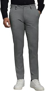 Louis Philippe Men's Solid Mid-Rise Formal Trouser