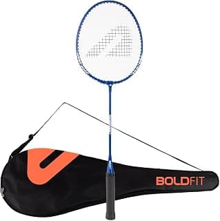 Boldfit Badminton Rackets for Beginners, Adults Aluminium Shuttle Bat with Full Cover Bag Badminton Racket for Practice & Match Lightweight Badminton Racquet with Grip Handle Shuttle Racket - Blue