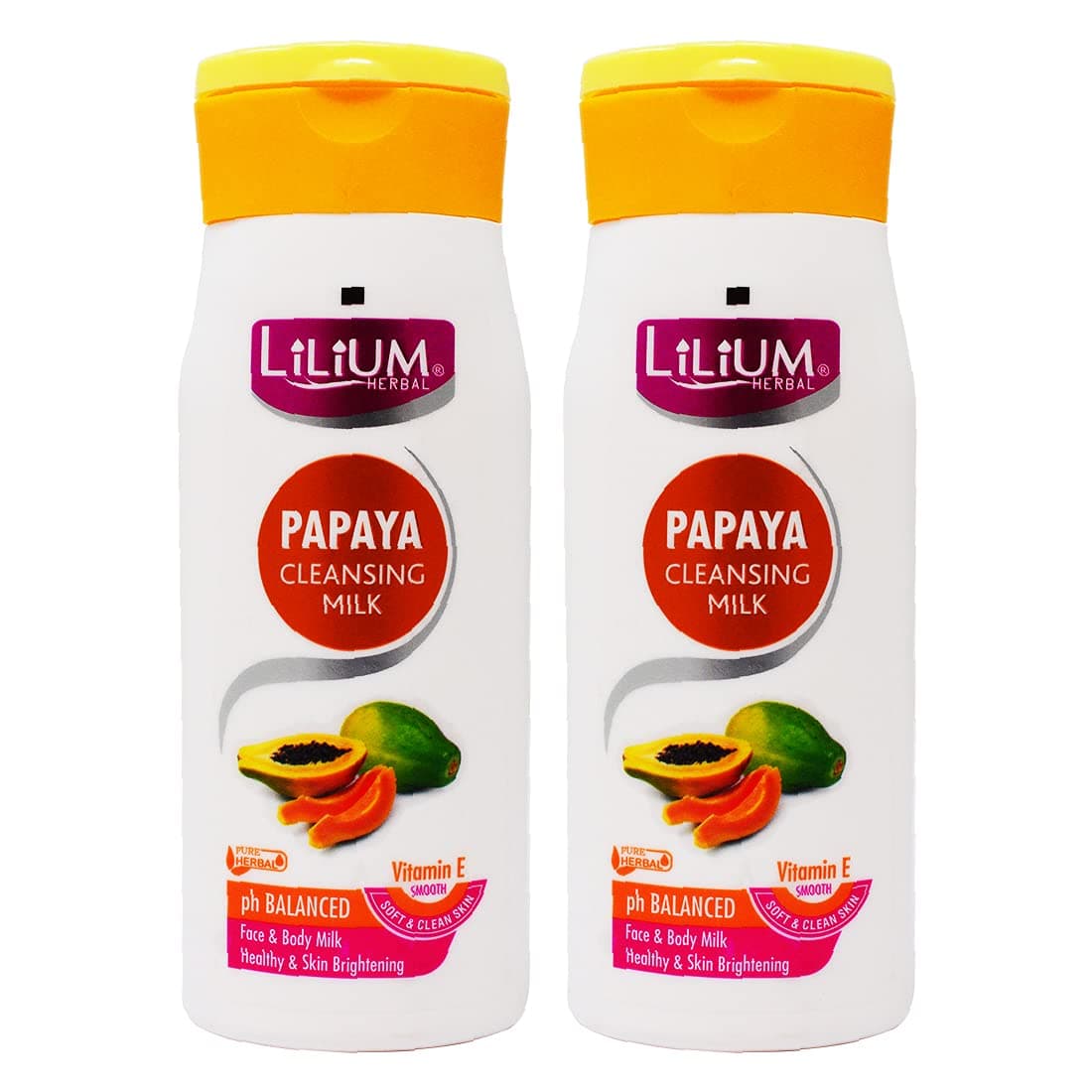 Lilium Papaya Cleansing Milk for Face & Body | 100ml | Pack of 2 | Vitamin E | pH Balanced Formula | Soft & Clean Skin | Gentle Daily Cleanser | For All Skin