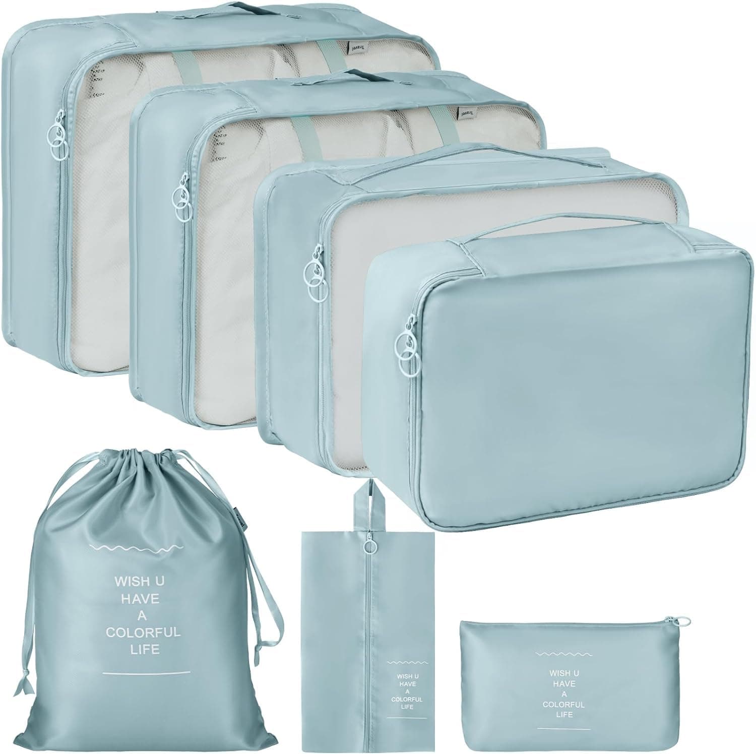 SPELLWISH Packing Cubes 7 Set Travel Organizer Cubes for Suitcases Lightweight Luggage Packing Orginzers for Travel Acessories (Blue)