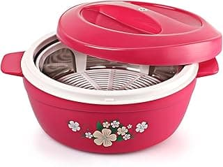 CELLO Roti Plus Insulated Casserole Hot Pot Box Case with Lid 2500 ml Pink | BPA Free, Double Wall PU Insulated, Inner Drip Tray Casserole For Hot Pot For Roti Chapathi | Hot Pot Roti Case For Kitchen