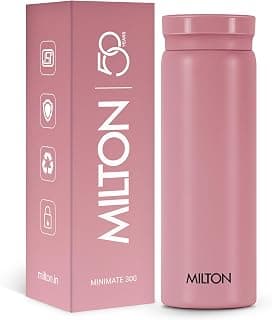 MILTON Minimate 300 Thermosteel Water Bottle, 280ml | ISI Certified, SS304 Stainless Steel | Vacuum Insulated Flask, Hot & Cold, Leak-Proof, Compact for Office, Gym, Travel | Berry