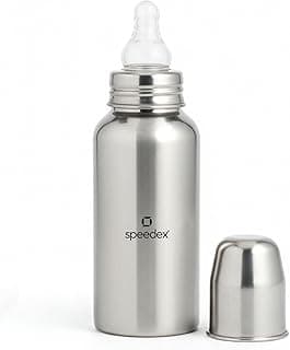 SPEEDEX Stainless Steel Baby Feeding Bottle 280 ml | 304 Grade Steel | BPA Free & Plastic Free | Anti-Colic Silicone Medium Flow Nipple | Leak Resistant Infant Milk Bottle for Newborn & Babies