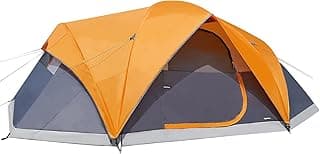 amazon basics 8 Person Family Tent | Sturdy Zip Fastening | Waterproof Design | Polyester | Yellow
