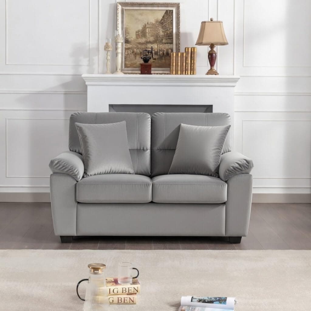 Caradel Anderson 2 Seater Sofa for Living Room | Loveseat Sofa | Premium Fabric Sofa for Home Office | Fabric Sofa Set (Light Grey Fabric, 2 Seater)