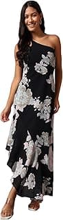 Trend Arrest.ed Women's Floral One-Shoulder Cocktail Dress | Asymmetrical Hem with Lining | Adjustable & Removable Pads | Elegant Fit for Party, Wedding & Special Occasions