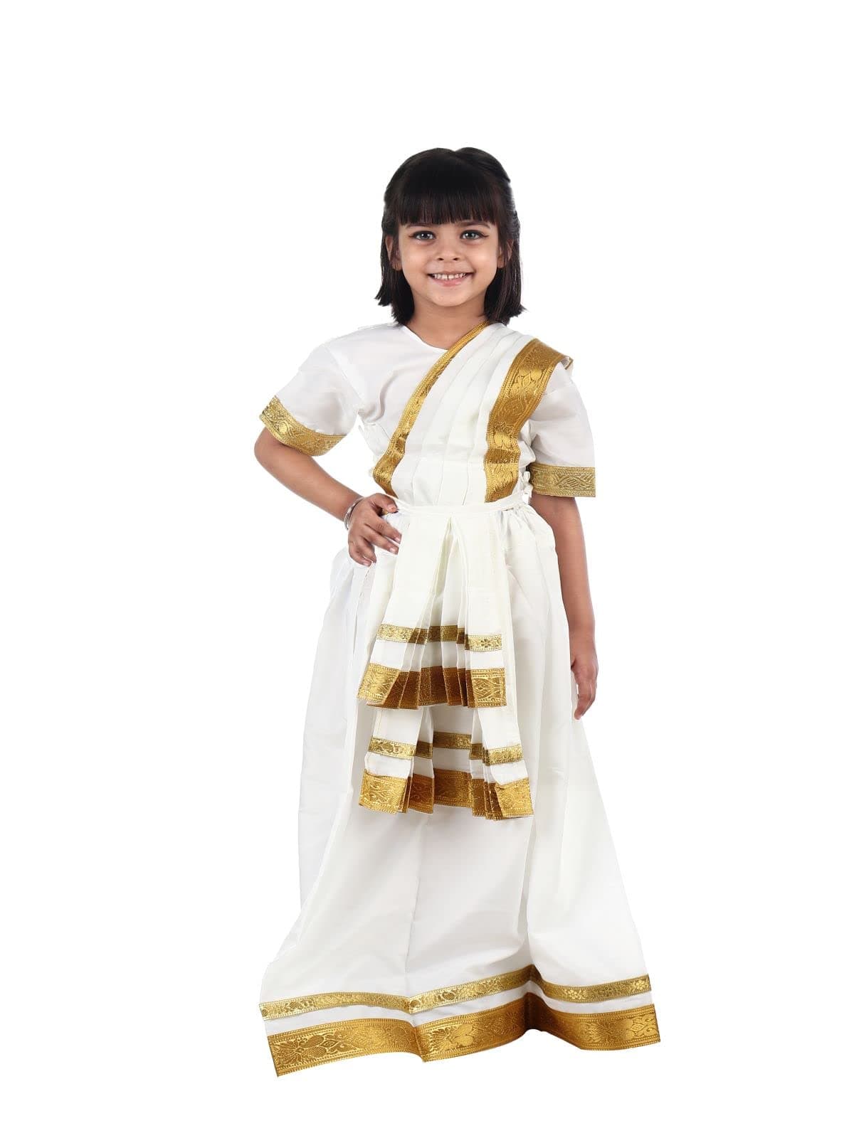 BookMyCostume Mohiniyattam Indian Classical Dance Costume for Girls and Women without Jewellery 14-16 years/Adult S