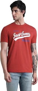 JACK & JONES Men's Cotton Typography Slim Fit Round Neck T-Shirt