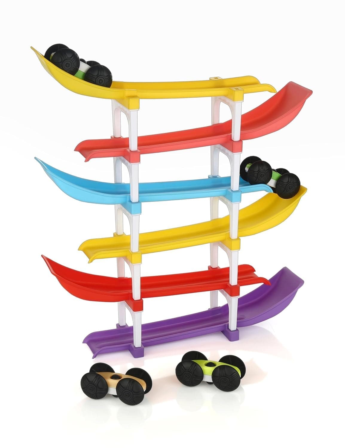 Cookvita 6 Level Car Racer Ramp Track Toy for Kids | Car Ramp Track Toy | 6 Colorful Ramp & 4 Mini Cars |