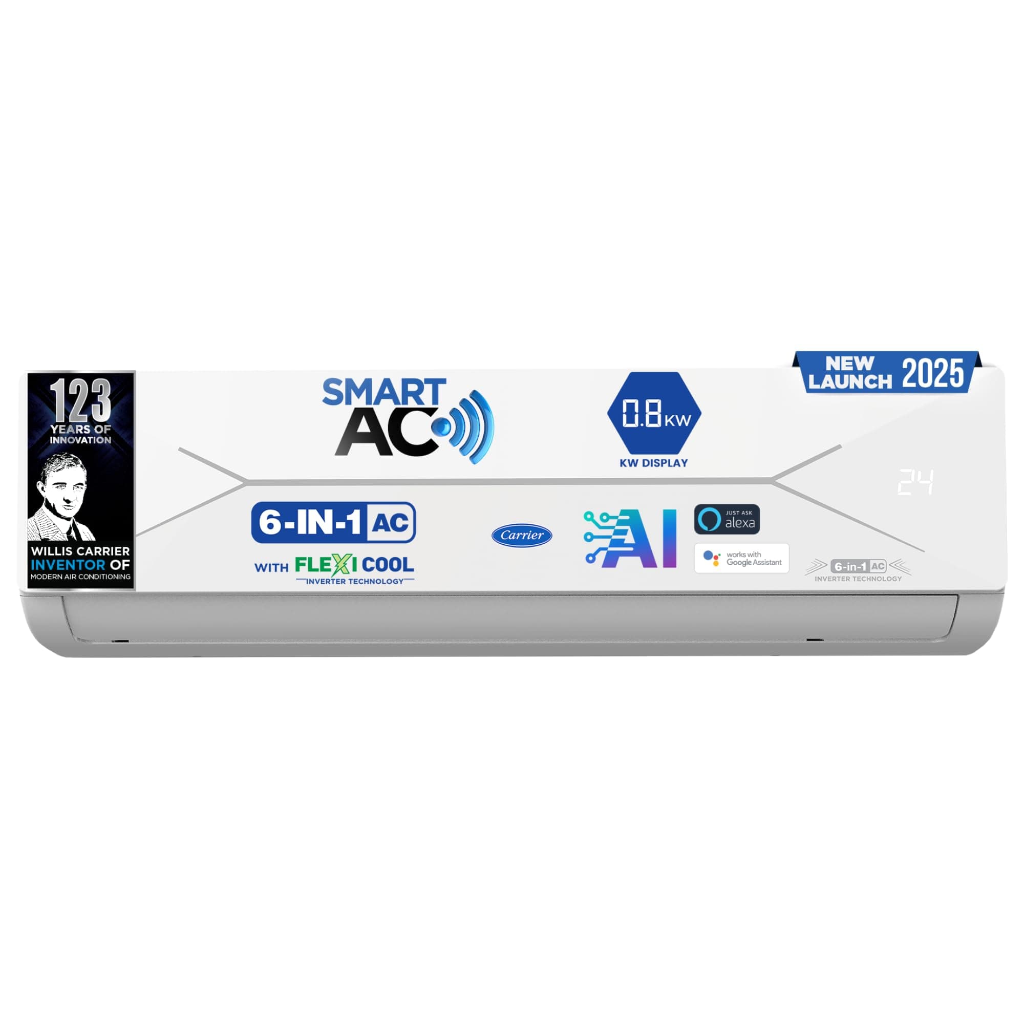 Carrier 1 Ton 3 Star Wi-Fi Smart Flexicool Inverter Split AC (Copper, Convertible 6-in-1 Cooling,Smart Energy Display,HD & PM 2.5 Filter, ESTER EDGE FXi (Wi-Fi), CAI12EE3R35W0,White)