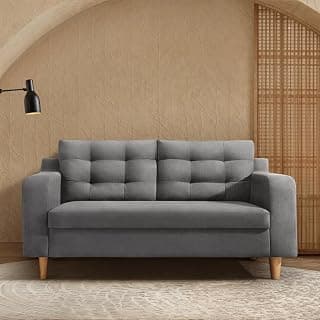 Duroflex Ease Plus - 2 Seater Sofa Set for Living Room | 3 Year Warranty | Premium Wooden Frame Sofa | Anti-Pilling Fabric, Fade & Termite Resistant | Comfortable & Durable Couch - Steeple Grey
