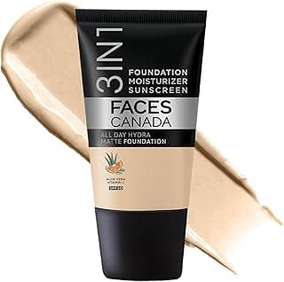 FACES CANADA All Day Hydra Matte Foundation - Mini | 3in1 Foundation + Moisturizer + SPF 30 | 24 HR Aloe Hydration & Vitamin C | 10HR Wear | Medium to High Buildable Coverage | Absolute Ivory (18 ml)