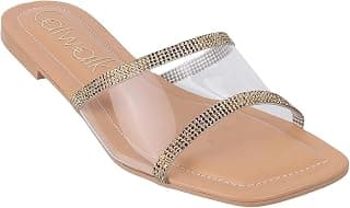 Catwalk Women's Embellished Transparent Flat Sandal