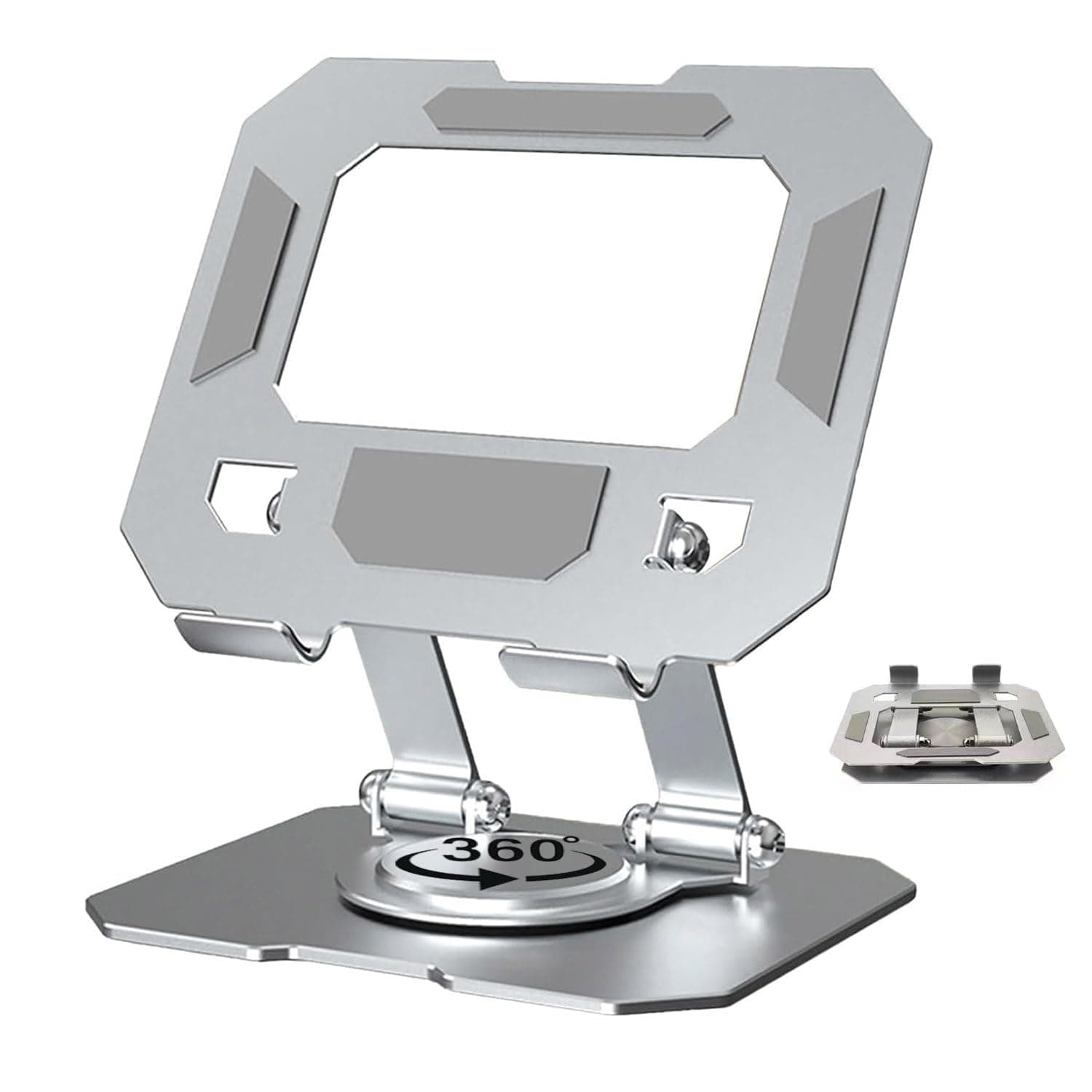 HOLD UP Aluminum 360° Rotable Tablet Stand & Adjustable Foldable Tablet Holder for I Pad & Tablet, Smartphones | Flexible Rotable Metal Tablet Stand for Table,Desk,Bed,Study