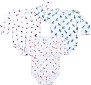 Mango Minis Set of 3 Full Sleeve Romper (Snail,Duck,Fox) | 100% Cotton