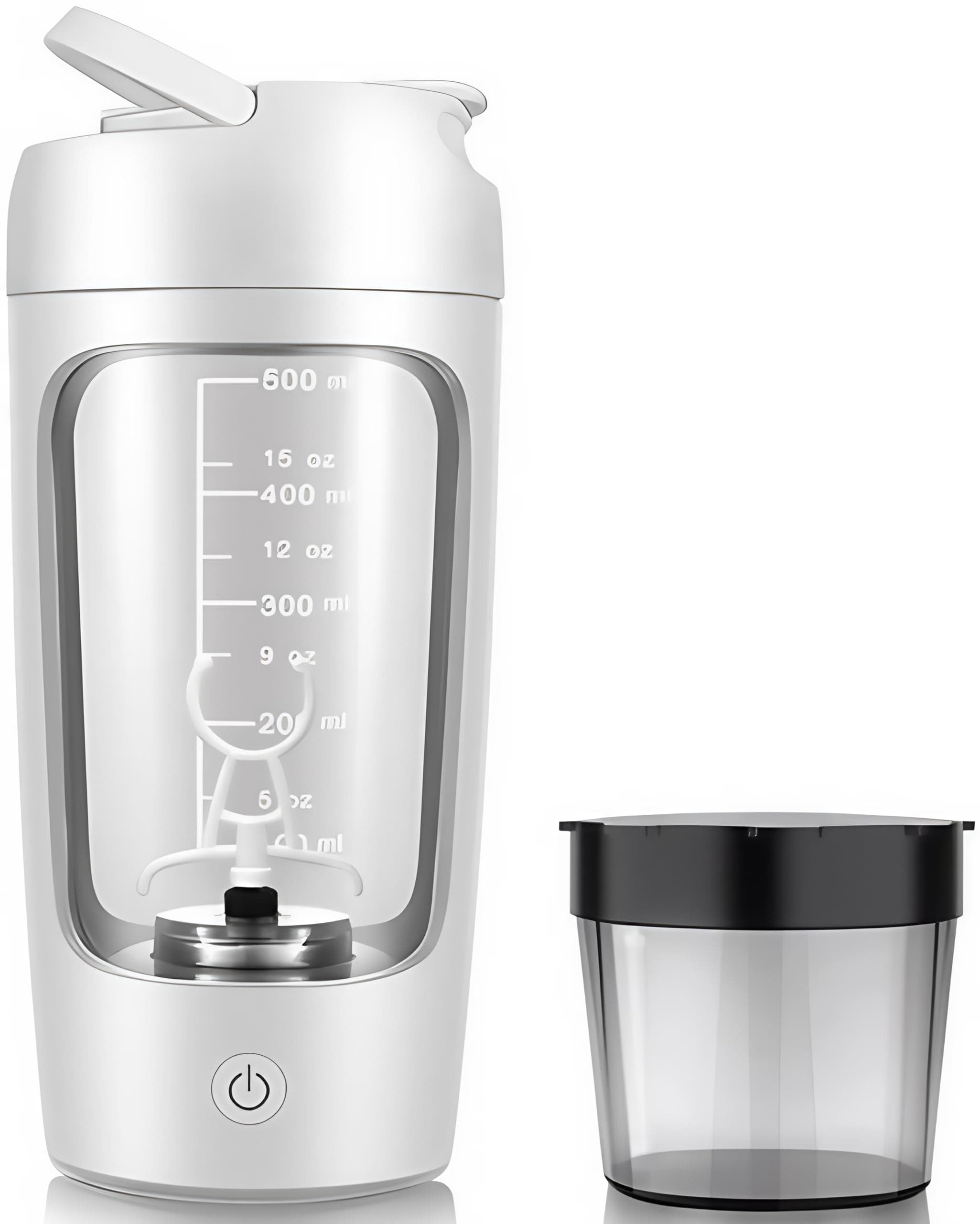 BURRDOFF Performance Pro Electric Shaker For Gym (Made With Tritan), 7000 RPM, IPX7 Waterproof, Portable Mixer Cup With STORAGE BOX, Mixer Electric Protein Shaker Bottle (WHITE) ,650 Ml