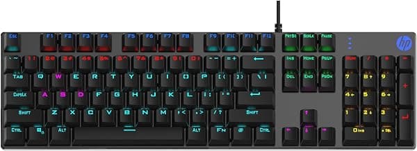 HP GK400F Mechanical Gaming Keyboard,dust & Spill Resistant,RGB Backlit Keys,Metal Panel,Full-Sized Keyboard Design