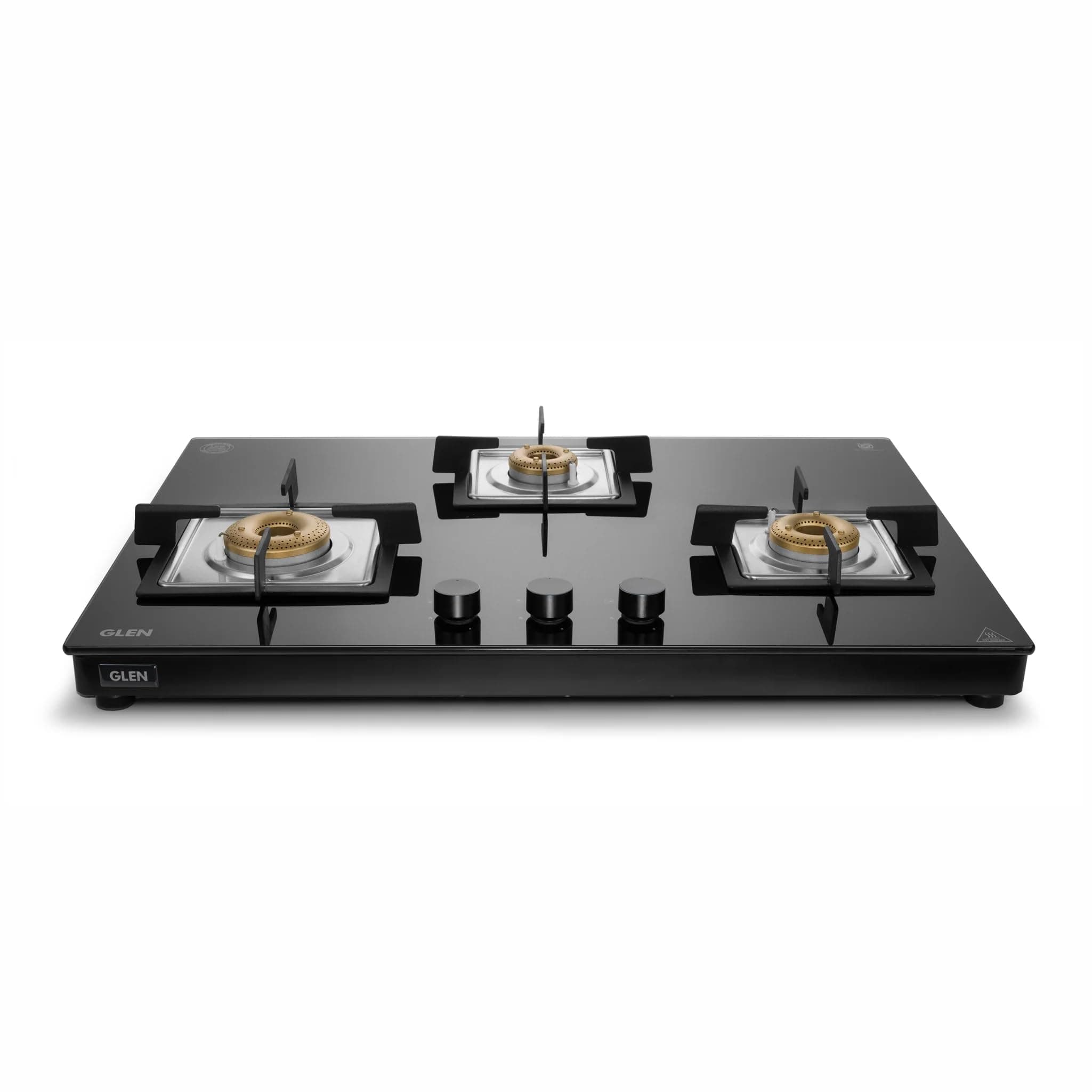 Glen Ultra Slim Premium LPG Gas Stove 3 Burner 75 cm | Auto Ignition | 1 Jumbo Forged Brass Burner | 8 MM Toughened Glass Top | Black | 2 years standard & 5 years glass Warranty | 1073USBL75