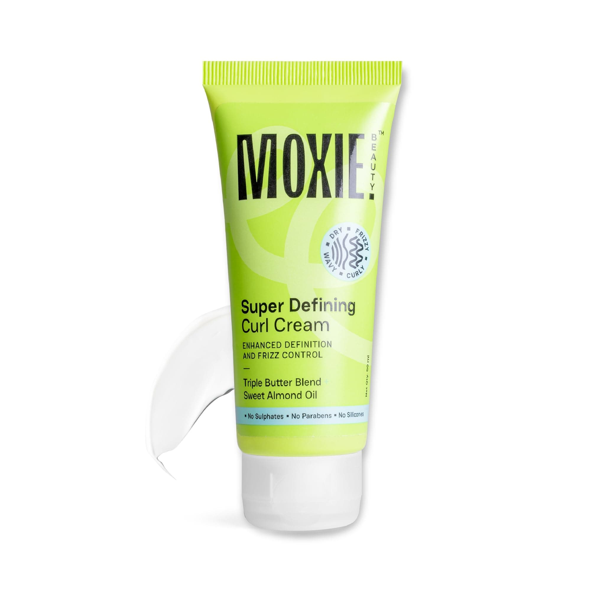Moxie Beauty Super Defining Curl Cream for Women & Men - Travel Size | Leave In Curl Cream for Curly, Wavy & Frizzy Hair | Anti Frizz Curl Defining Cream | Moisturising Curly Hair Cream for Daily Use | 50ml
