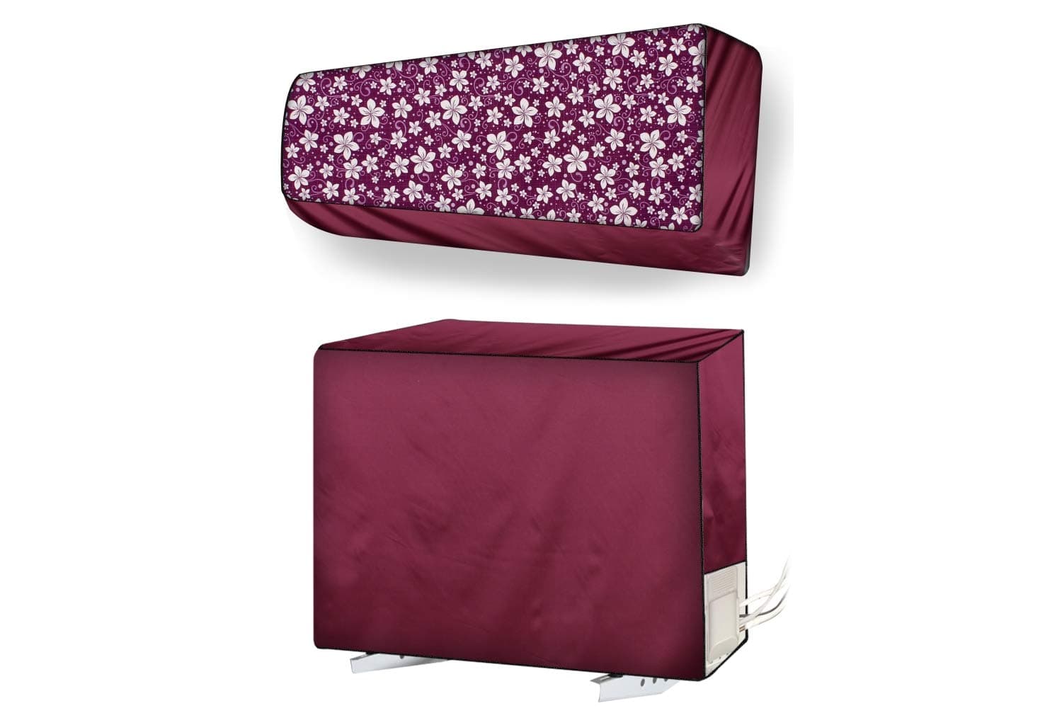 Stylista ac Cover Set of Indoor and Outdoor Unit for 1.5 ton Floral pattern purple