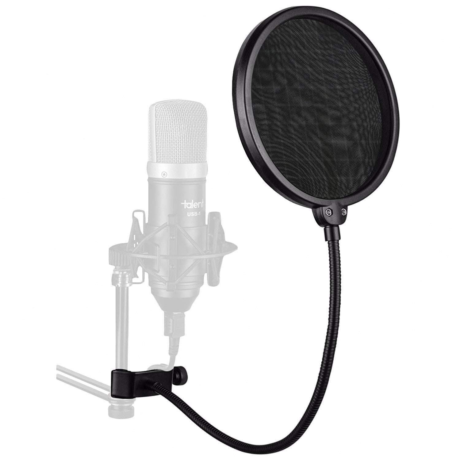 Powerpak PF-100 6 inch Studio Microphone Pop Filter | For Singing, Music making, Smule, Studio Recording and YouTube | Shield Mask with 360 flexible pop filter screen with Gooseneck clip (Black)