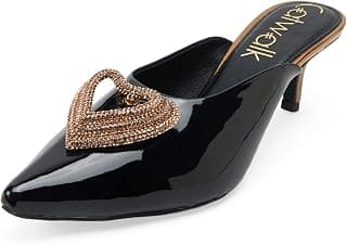 Catwalk Women's Kitten Heel Embellished Mule
