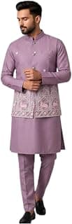 Trustous Men’s Kurta Pyjama Set with Embroidered Jacket.