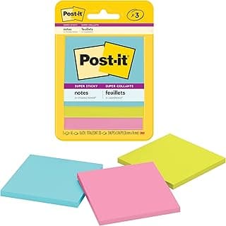 Post-It Super Sticky Notes, 3" x 3", Miami Collection, 3 Pads per Pack, 45 Sheets per Pad (3321-SSMIA)
