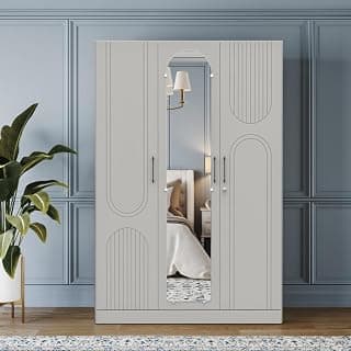 Wakefit Wardrobe for Bedroom | 3 Yr Warranty | Cupboard for Bedroom, Almirah, Wooden Wardrobe, Multi-Shelves Storage with Drawer, Mirror & Hanger, Density:680–750 kg/m³, Free Installation(Tyrian- LG)