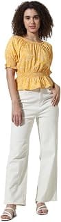 ONLY Women's Floral Print Off-Shoulder Puff Sleeve Bardot Casual Top