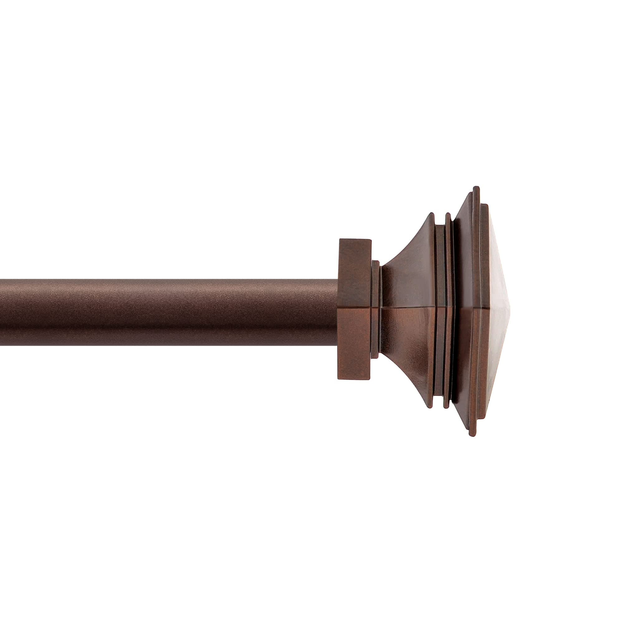 Amazon Basics Bronze Extendable Curtain Rod with Square Finials – 25mm (1 Inch) Heavy Duty Iron Rod with Twist-and-Lock Mechanism, Adjustable 36-72 Inch, Single Rod for Medium to Heavy Curtains