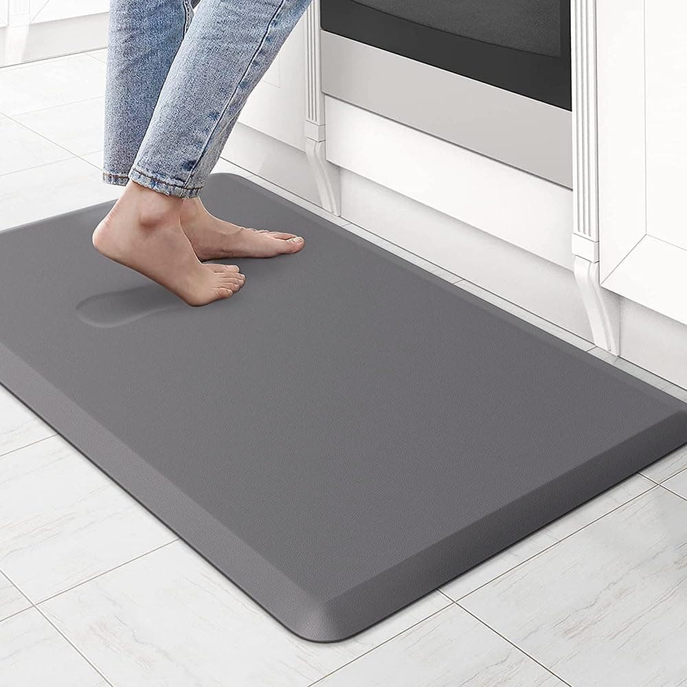 LifeKrafts New Anti Fatigue Floor Mat Thick Perfect Kitchen Mat, Standing Desk Mat. Comfort at Home, Office, Garage 52x122x1.8 cms (Grey-Plain)