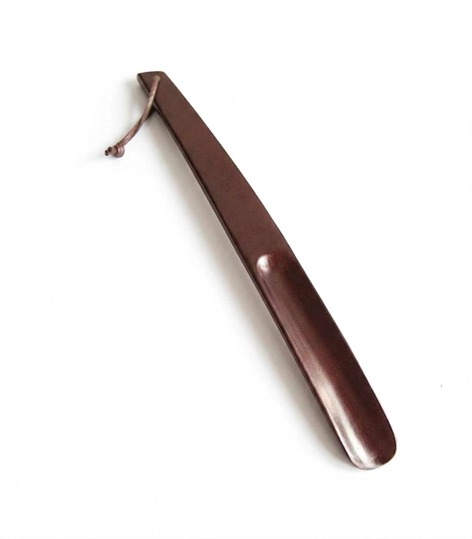 ITS SPOTLESS Dark Brown Wooden Shoe Horn - 15 Inch Long Handle - Easy Grip Shoe Spoon with Hanging Loop - Durable - Protect Heels - Perfect for Every Shoe Type (1)