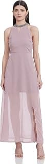 FabAlley Women's Georgette Halterneck Maxi Dress