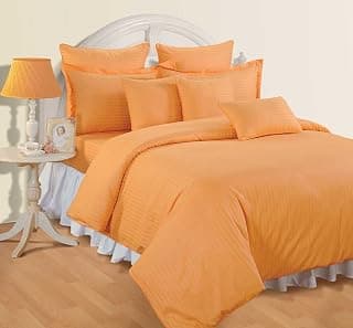 Swayam 100% Cotton King Fitted Bedsheet with 2 Pillow Covers | 300 TC Soft Breathable Bed Sheet | Striped Printed | Size 72 x 78 x 10 inch | Comfortable & Durable for Bedroom - Yellow