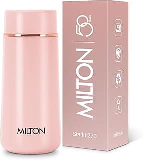 MILTON Starlit 270 Thermosteel Compact ISI Certified Water Bottle, Vacuum Insulated Hot and Cold I SS304 Stainless Steel, Leak Proof I 260 ml, Pink