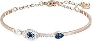 Swarovski Women's Crystal Evil Eye Rose Gold-Plated Bangle Bracelet, Mixed Metal Finish