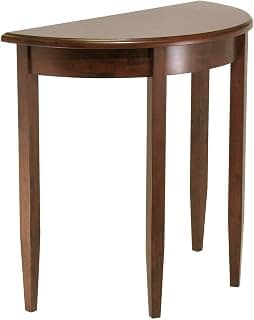 Contemporary Sheesham Wood Half Moon Bedside Table for Bedroom (Walnut Finish)