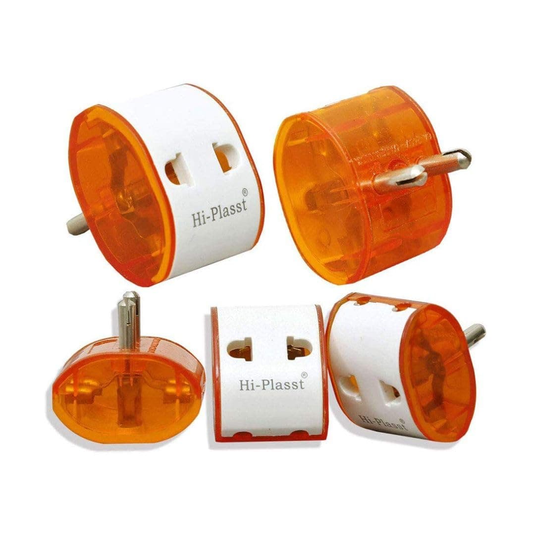Hi-Plasst (Pack of 2) 2-Pin Multiplug & Travel Adapter (USA/UK/Japan/China to India Type D) - 6A Converter Plug for Diwali Lights, Mobile Chargers & Other Small Electronics.