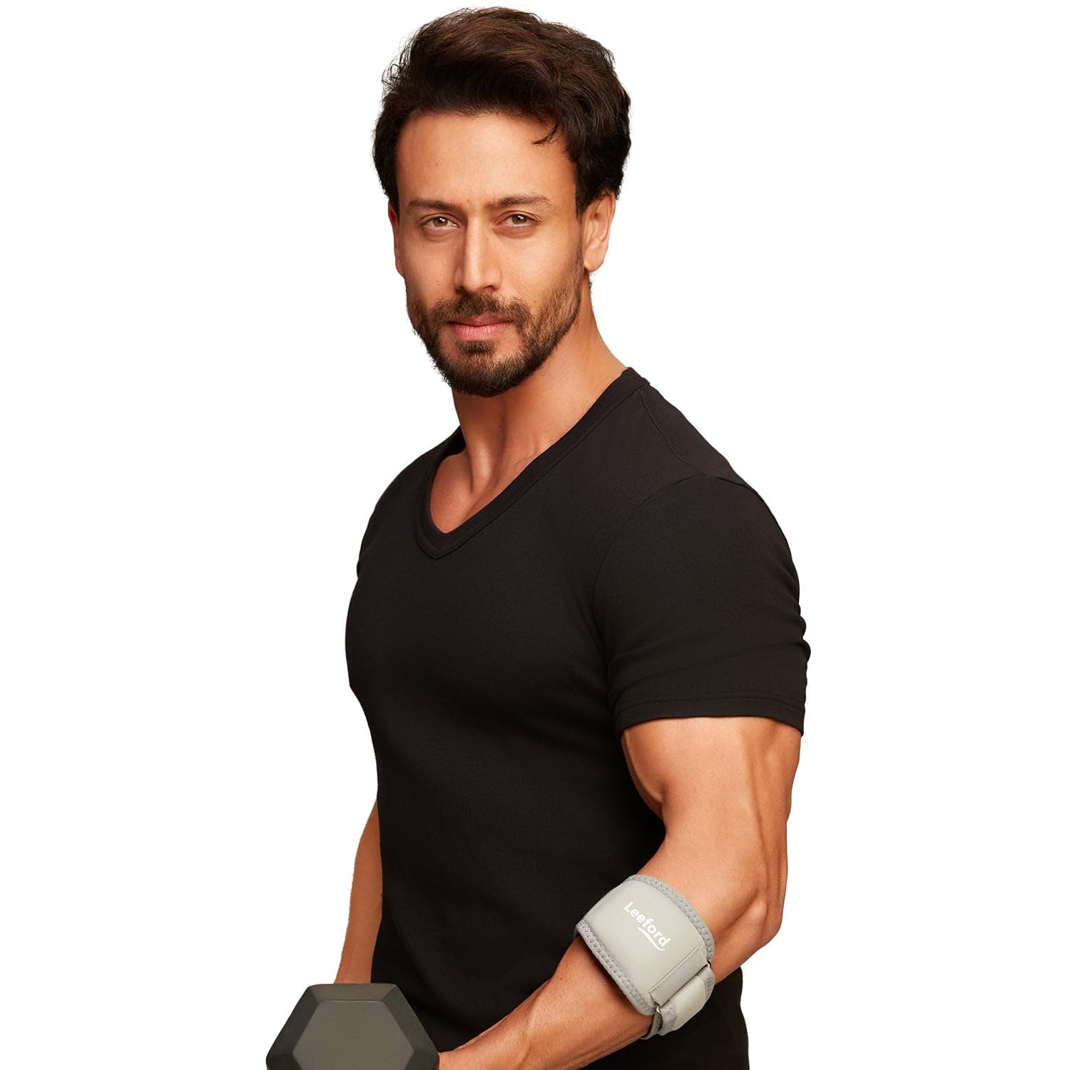 Leeford Ortho Tennis Elbow Support, Neoprene Elbow Band for Pain Relief, with Adjustable Velcro Strap for Gym Workout, Lightweight, Skin-Friendly for Men and Women (Size S)