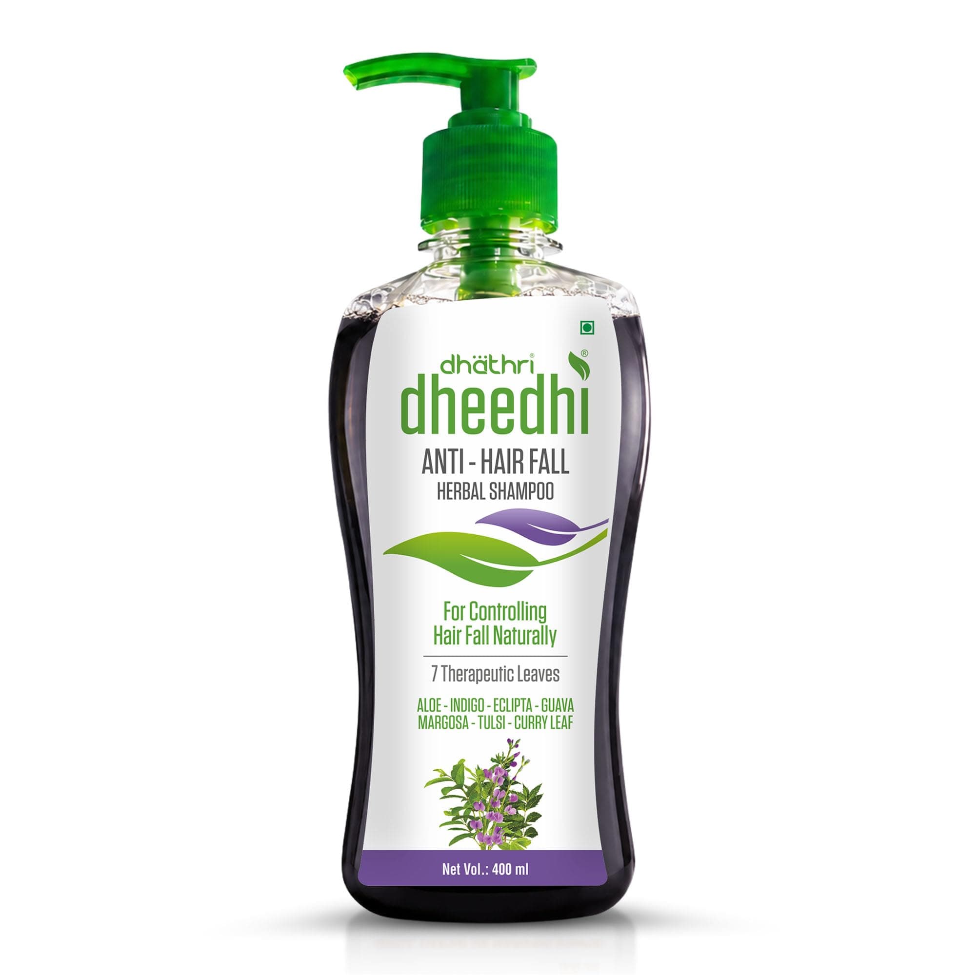 Dhathri Dheedhi Anti-Hairfall Herbal Shampoo with Indian Aloe, Tulsi & Curry Leaves | Helps Reduce Hair Fall & Breakage | Nourishing Hair Cleanser for Men & Women | All Hair Types | 400ml