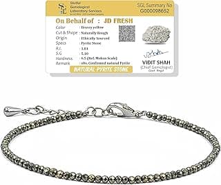JD FRESH Natural Pyrite Stone Anklet for Women/Raw Pyrite Bracelet/Silver Anklet/Black Metal Anklets/Natural Stone Jewellery for Wealth, Luck & Protection/Best Gift Item