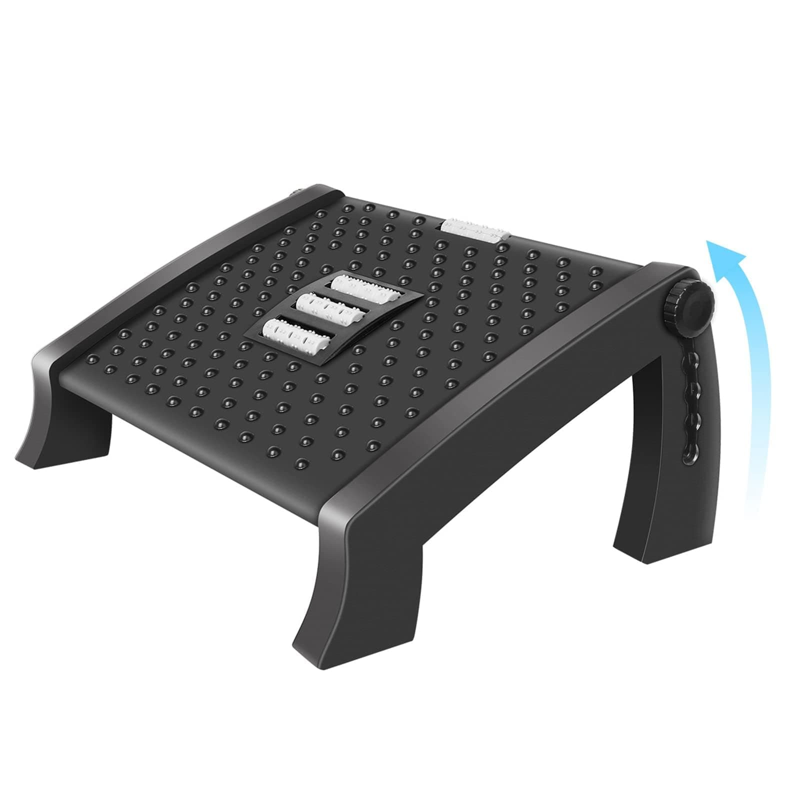 Adjustable FootRest, Ergonomic Desk Footrest with Massage Function, 6 Adjustable Height Footrest Non-Slip Foot Stools for Office, Relieve Leg, Knee and Back Pain, Great for Home & Office & Travel