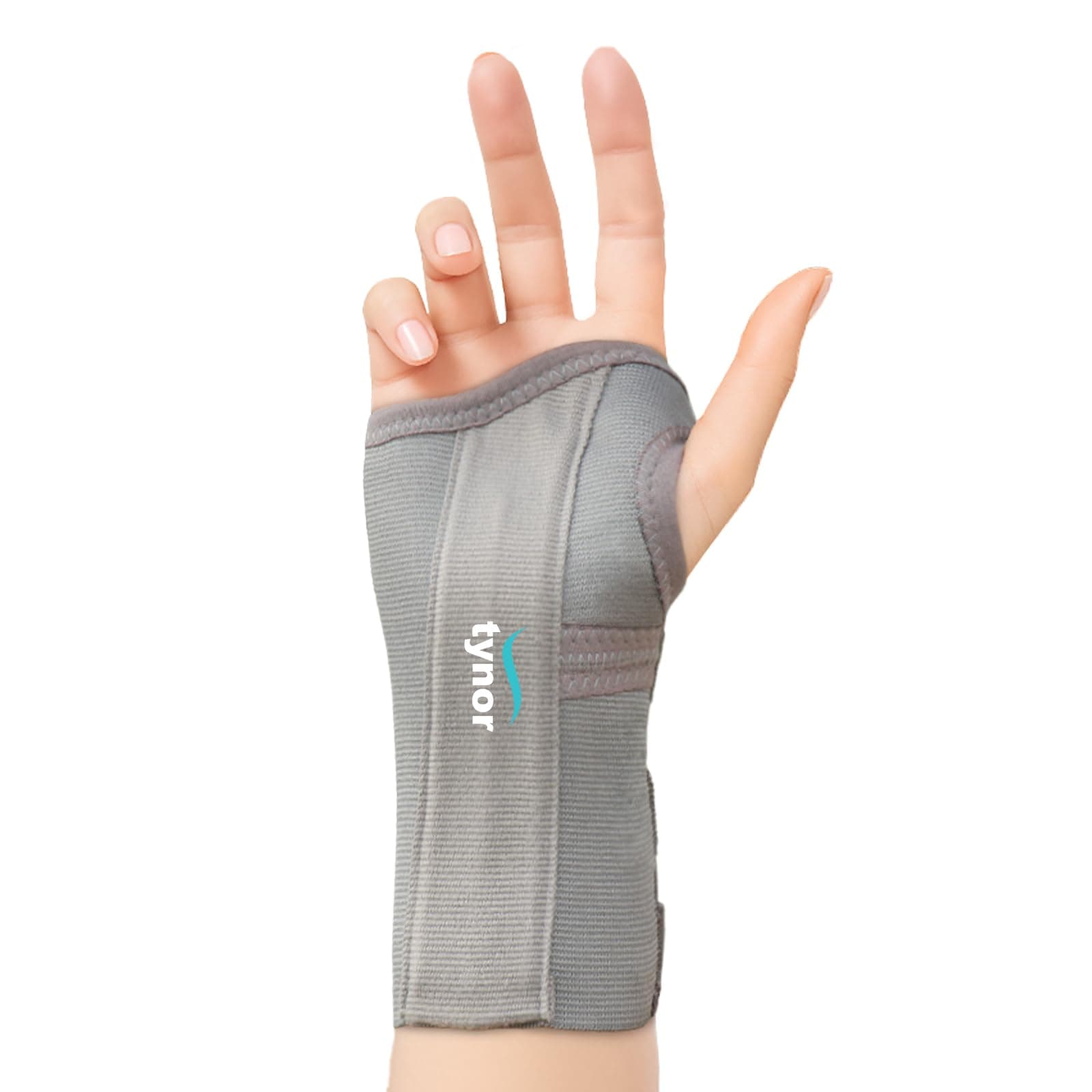 TYNOR Elastic Wrist Splint, Grey, Left, Small, 1 Unit