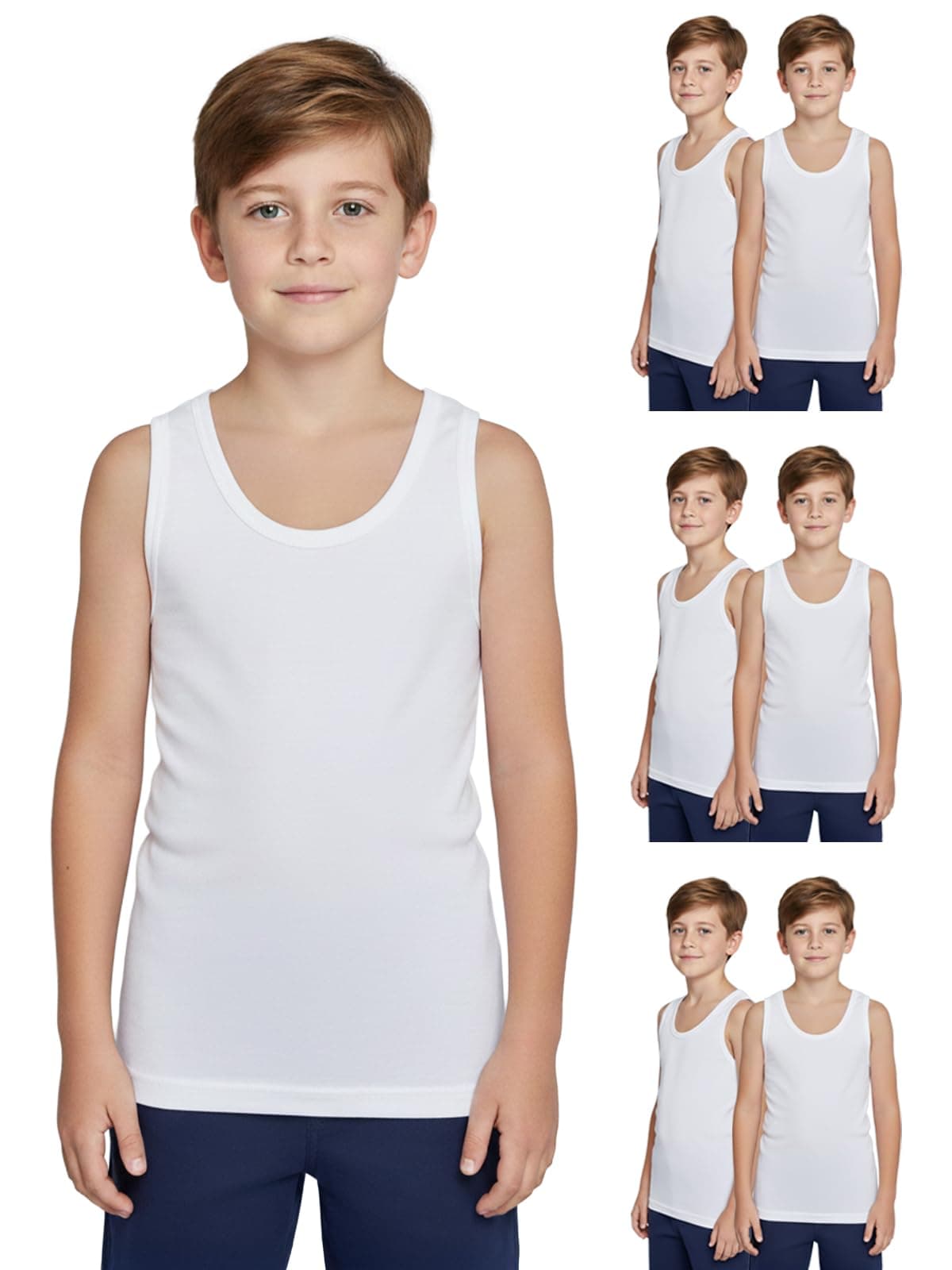 Lux Cozi Kids Boy's Regular Fit Top | 100% Cotton| Skin Friendly | Lightweight | Sleeveless Design | Pack of 7