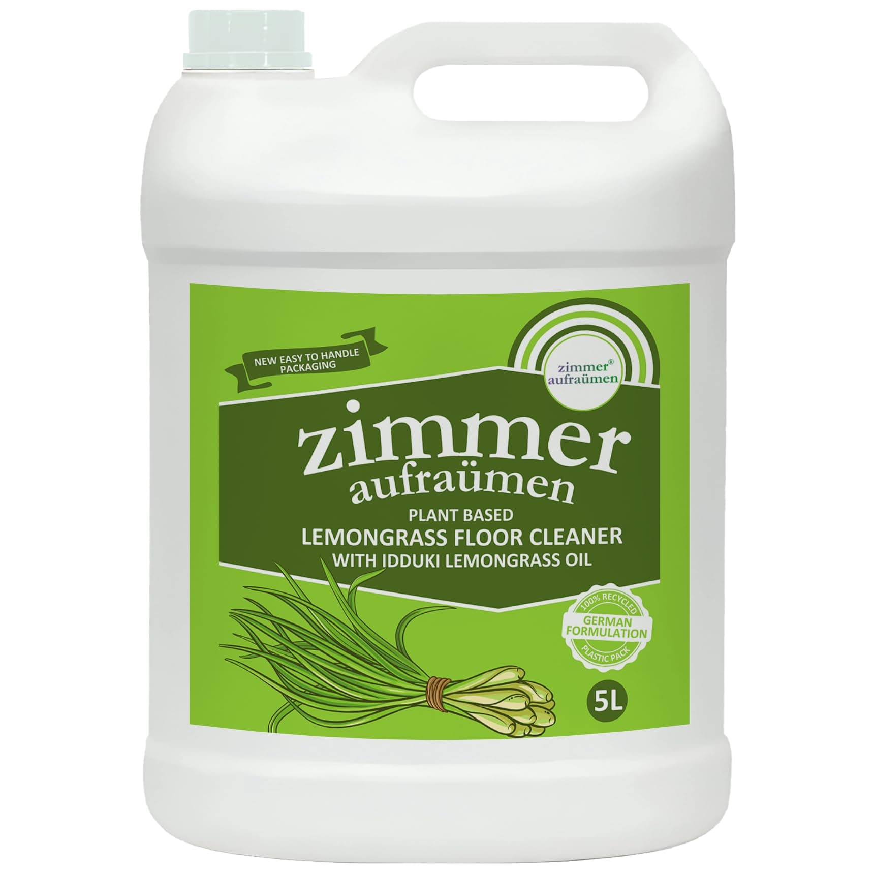 Zimmer Aufraumen Lemongrass Floor Cleaner 5L, Natural & Organic, 4X Concentrated, Economical