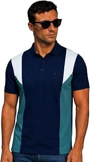 Louis Philippe Men's 100% Cotton Pique Fabric Color Block Polo Tshirt