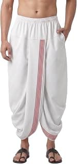 Mens Dhoti Pant Cotton Blend | Readymade Traditional Bottom Wear for Men | Elastic Waist with Pocket | Lungi Style Ethnic Wear | Mundu Veshti for Festive & Daily Use