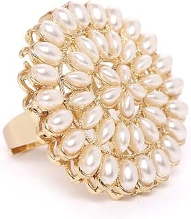 ZAVERI PEARLS Gold Tone Pearls Flower Ethnic Adjustable Finger Ring For Women-ZPFK9537