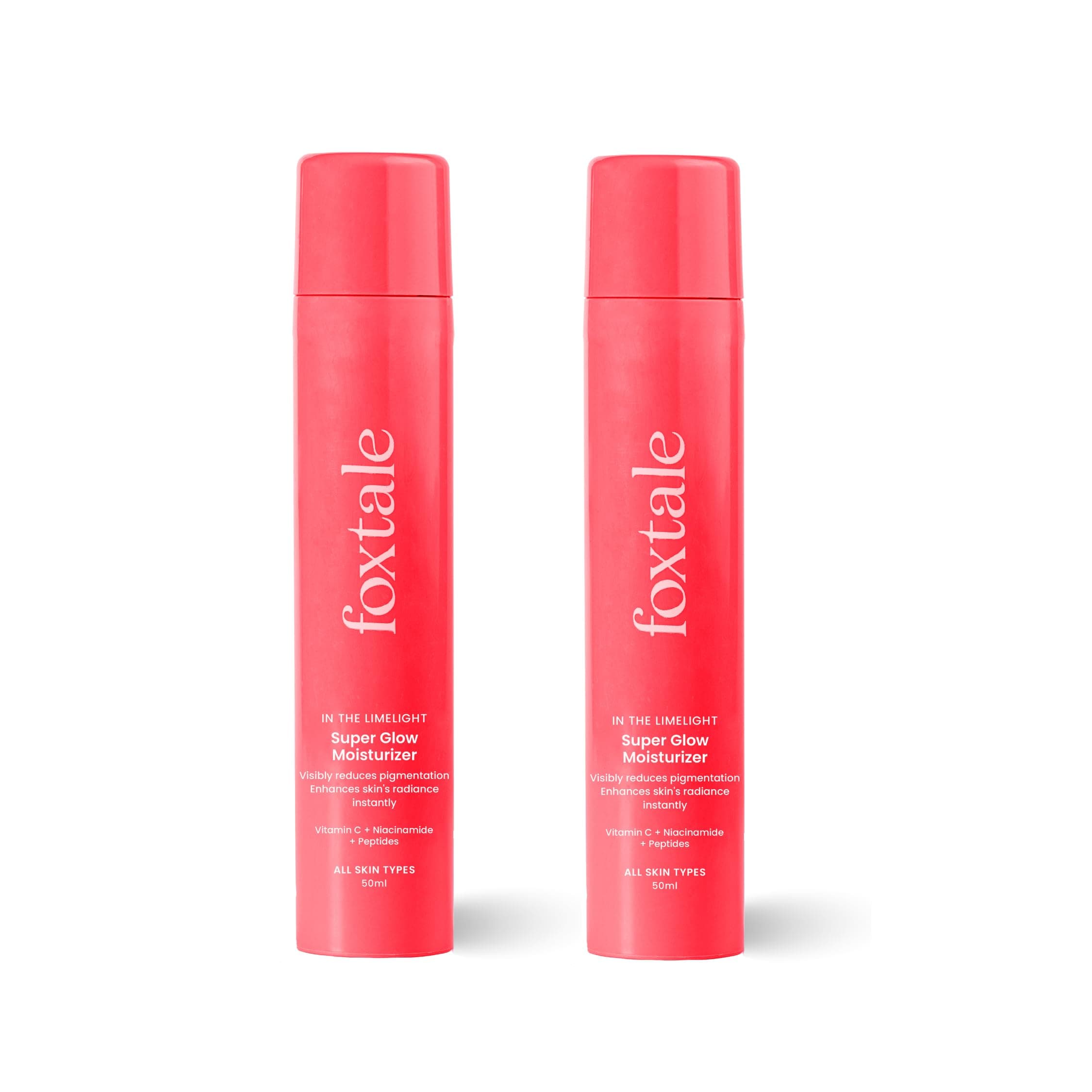 Foxtale Vitamin C Super Glow Winter Moisturizer with Niacinamide & Peptides, Visibly Reduces Pigmentation, Enhances Skins Brightness Instantly, For All Skin Types, Women & Men - 50ml (Pack Of 2), Cream